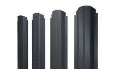 Штакетник П-образный A фигурный Grand Line 0,5 Satin RAL 7024 мокрый асфальт