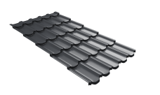 Металлочерепица "Квинта плюс3D" ("Kvinta plus3D") 0,5 Satin RAL 7024 мокрый асфальт