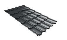 Металлочерепица "Квинта плюс3D" ("Kvinta plus3D") 0,5 Satin RAL 7016 антрацитово-серый