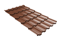 Металлочерепица "Квинта плюс3D" ("Kvinta plus3D") 0,5 Satin RAL 8004 терракота