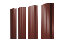 Штакетник П-образный A с прямым резом 0,5 Satin RAL 3009 оксидно-красный