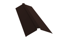 Планка конька плоского 150х40х150 Grand Line 0,45 PE с пленкой NL 805 серо-коричневый гефест (2м)