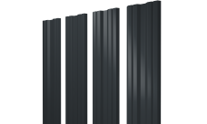 Штакетник Твин с прямым резом Grand Line 0,5 Сатин матовый RAL 7016 антрацитово-серый