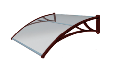Козырек Krovent из поликарбоната 1200х930х280 прозрачный (красный кронштейн)