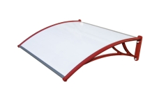 Козырек Krovent из поликарбоната 1500х930х280 молочный (красный кронштейн)