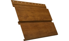 Софит металлический Квадро Брус v01 Grand Line с перфорацией 0,45 Print Elite с пленкой Golden Wood TwinColor