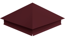 Колпак на столб 390х390мм с отливом 0,45 PE с пленкой RAL 3005 красное вино
