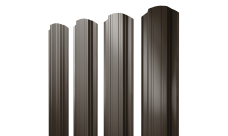 Штакетник Прямоугольный фигурный Grand Line 0,45 ПЭ двухсторонний RR 32 темно-коричневый